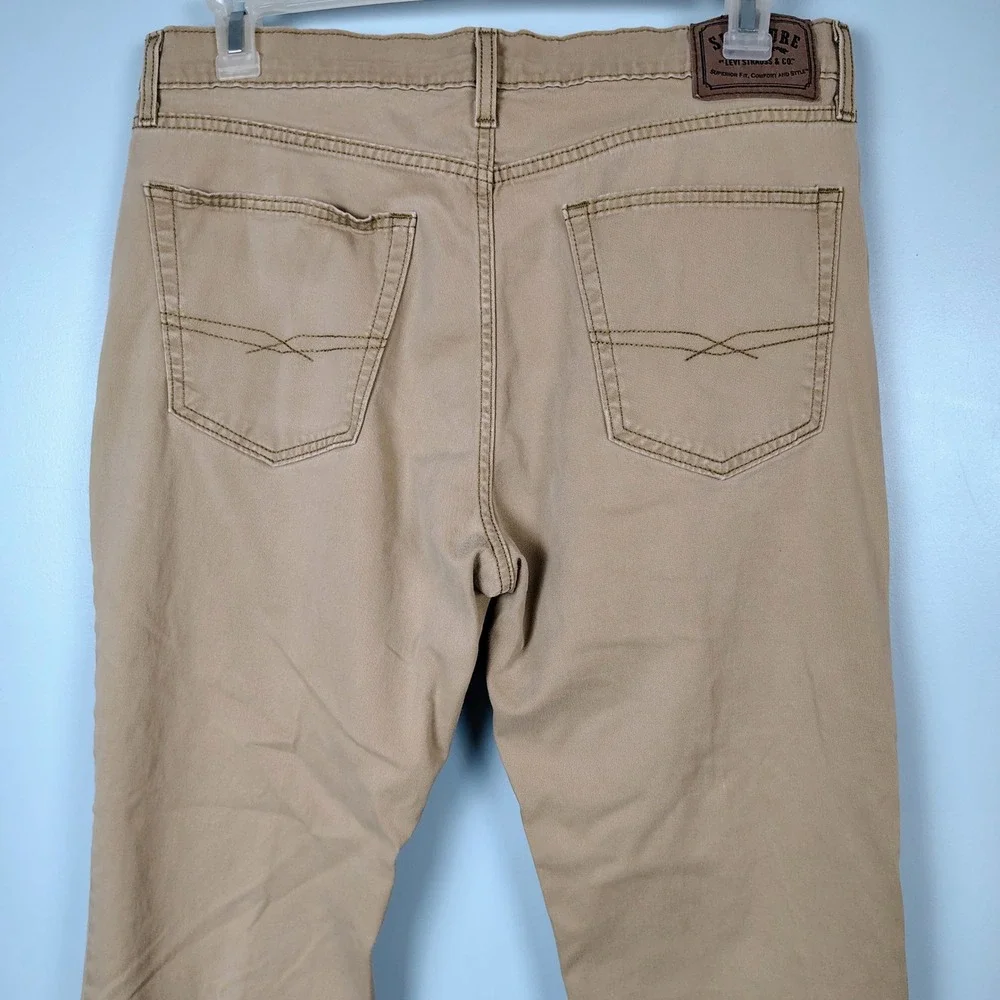 Signature by Levi Strauss & Co Mens Athletic Fit Khaki Tan Jeans W36 L30 work